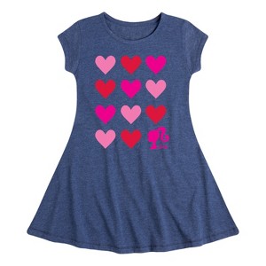 Girls' - Barbie - Heart Grid Fit & Flair Cap Sleeve Dress - 1 of 3