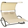 vidaXL Double Sunlounger Patio Lounge Chair with Canopy Outdoor Rocking Sunbed - Cream - 2 of 4