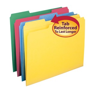Smead File Folder, Reinforced 1/3-Cut Tab, Letter Size, Assorted Colors, 12 per Pack (11641) - 1 of 4