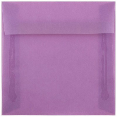 JAM Paper 6.5x6.5 Square Translucent Vellum Invitation Envelopes Lilac Purple 241332378I