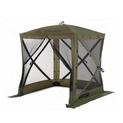  CLAM Quick-Set Traveler  6 x 6 Foot Portable Pop Up Outdoor Camping Gazebo Screen Tent 4 Sided Canopy Shelter with Ground Stakes and Carry Bag, Green 