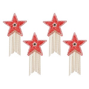Unique Bargains Star Shape Rhinestone Glitter Iron On Sew Beaded Applique Patches 4 Pcs - 1 of 4