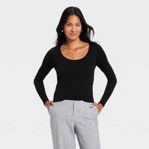 Women's Ribbed Seamless Long Sleeve Top - A New Day™ - 1 of 4