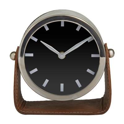 Stainless Steel Clock with Leather Stand - Olivia & May