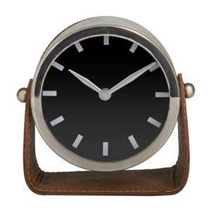 Stainless Steel Clock with Leather Stand - Olivia & May - 1 of 4