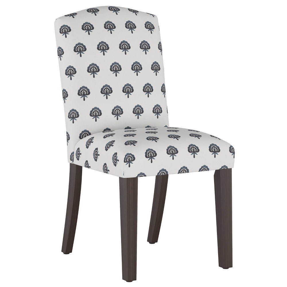 Skyline Furniture Alex Camel Back Dining Chair Clara Block Navy: Handcrafted, Cotton Upholstery, Rubberwood Frame