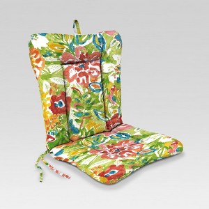 Outdoor Knife Edge Euro Style Dining Chair Cushion - Green Botanical - Jordan Manufacturing