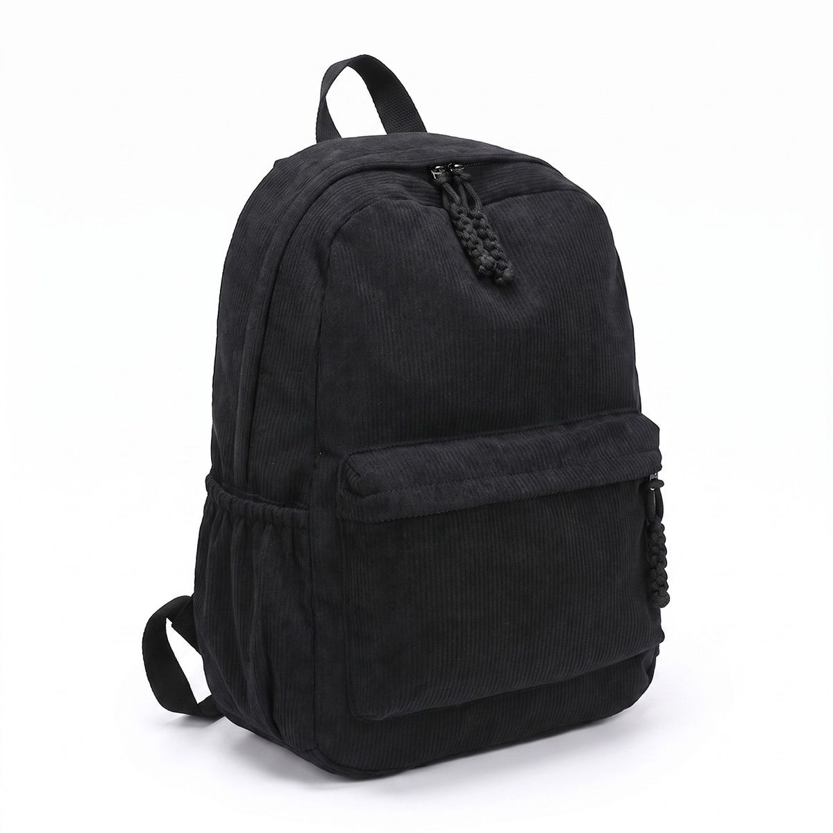 Alilang Corduroy Backpack with Front Zip Pocket Adjustable Straps and Spacious Everyday Storage - thumbnail 3