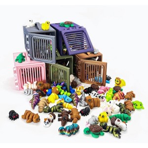 TEMI 30-Piece 3D Printed Mini Animal Figures Set, Flexible Fidget Toys for Desk Decor and Gifts - 1 of 4