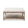 Carlotta French Country Weathered Oak Linen Square Coffee Table