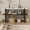 GlasFlength Console Tables Modern Narrow Entryway Table with Marble Effect Top and Open Shelf Elegant for Living Room, Brown, 54"*15"*30" - 3 of 4
