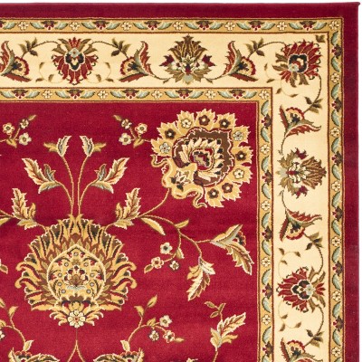 Red and Ivory Rectangular Tufted Synthetic Runner Rug