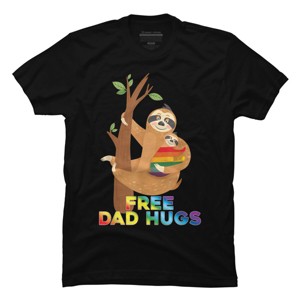 Adult Design By Humans Free Dad Hugs Rainbow Sloth Pride By KangThien T-Shirt - 1 of 2