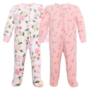 Hudson Baby Infant Girls Fleece Sleep and Play, Family Floral - 1 of 4