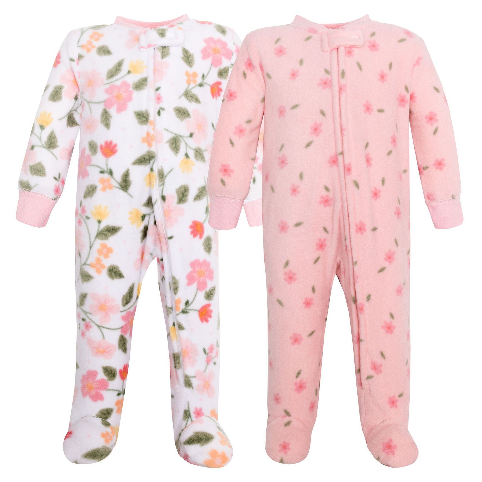 Hudson Baby Infant Girls Fleece Sleep and Play, Family Floral