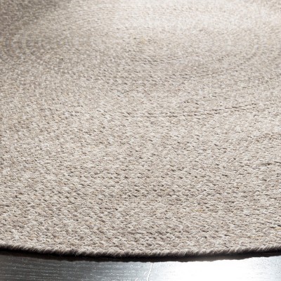 Handwoven Ivory & Beige Braided Cotton Round Rug - 7ft Diameter