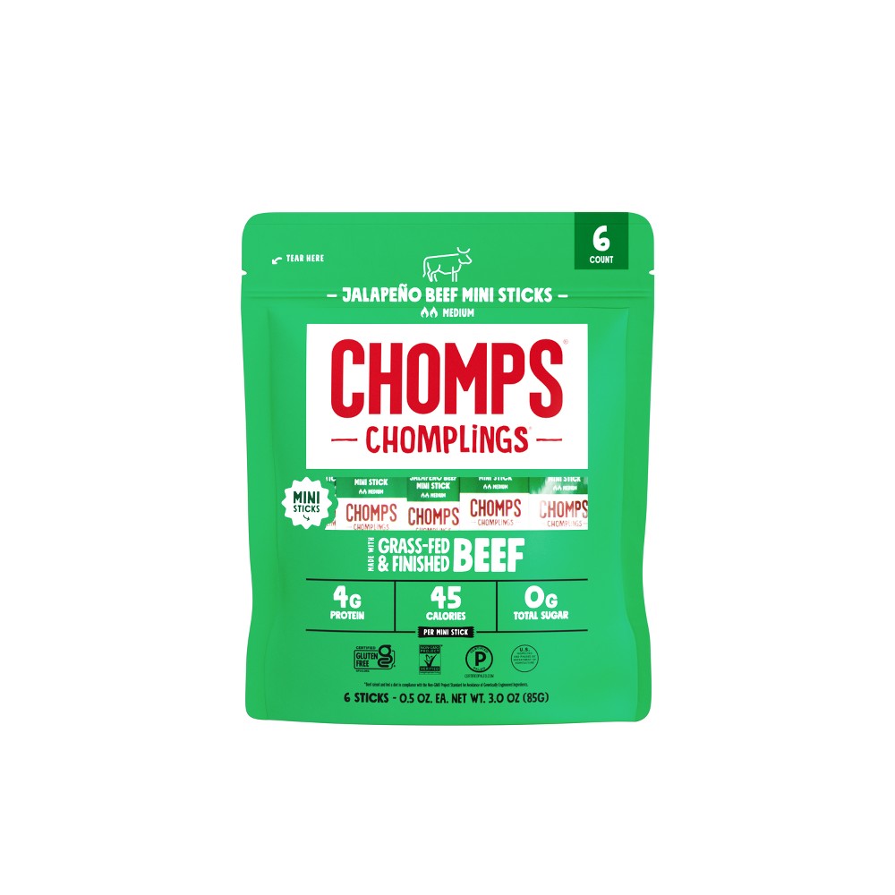 Chomps Chomplings Jalapeno Beef Mini Sticks - 3oz/6ct