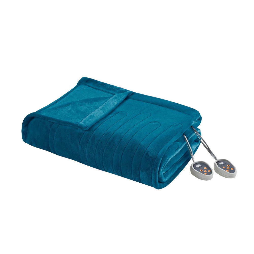 Photos - Duvet Beautyrest Full Plush Electric Bed Blanket Teal  