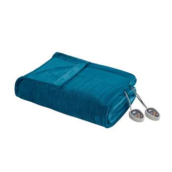King Plush Electric Heated Bed Blanket Teal - Beautyrest