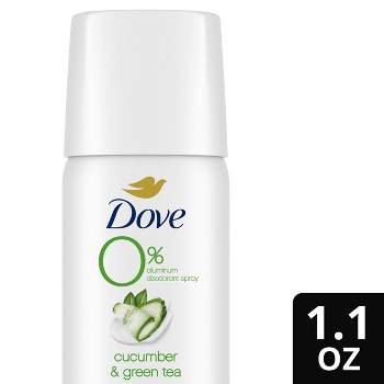 Dove Beauty 0% Aluminum, Cucumber & Green Tea Deodorant Spray - Trial Size - 1.1oz