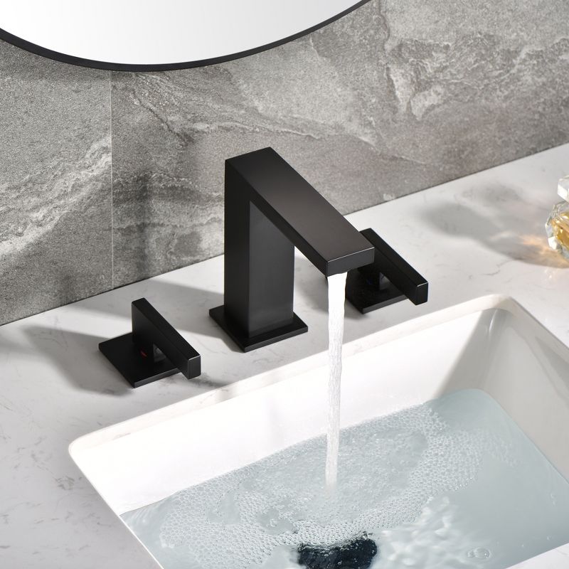 Sumerain Widespread Matte Black Bathroom Sink Faucet 8 Inch 3 Hole Lavatory Faucet Vanity Faucet, 6 of 13