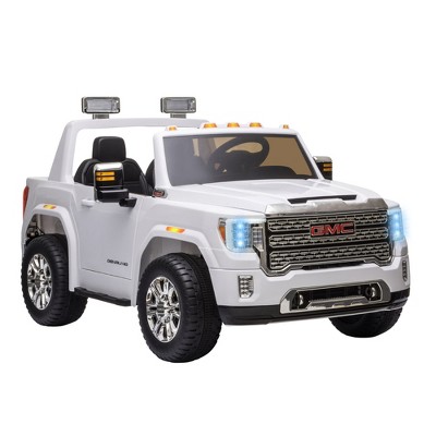 White 12V GMC Sierra HD Kids Ride-On Truck with Remote Control