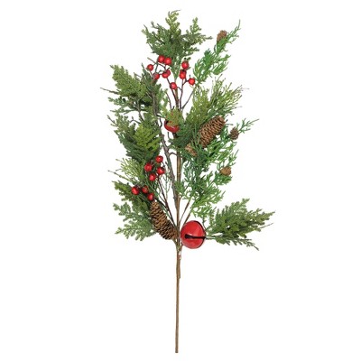 Northlight 28" Green and Red Berries with Pine Cone Artificial Christmas Spray
