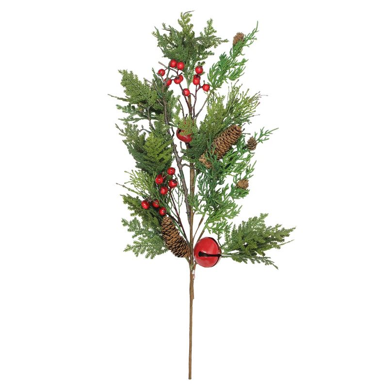 Northlight 28" Green and Red Berries with Pine Cone Artificial Christmas Spray, 1 of 3