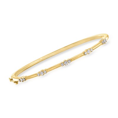 Ross-Simons 0.33 ct. t.w. Diamond Trio Station Bangle Bracelet in 18kt Gold Over Sterling Size 7
