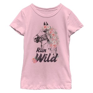 Girl's Lost Gods Run Wild Horse Wreath T-Shirt - 1 of 4