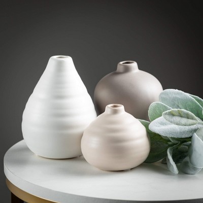 Neutral Ceramic Bud Table Vase Set of 3
