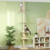 PawHut Floor to Ceiling Cat Tree, 89"-108" 5 Tier Cat Tower with Scratching Post, Hand Crank & Anti-Tip Kit, Tall Cat Tree for Indoor Cats, White - 3 of 4