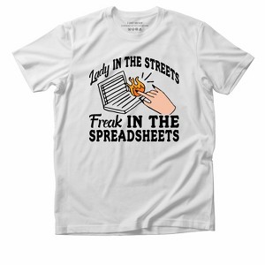 Link Graphic T-Shirt Funny Saying Sarcastic Humor Retro Adult Short Sleeve T-Shirt -  Lady In The Streets Freak In The Spreadsheets - 1 of 3