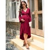 Clearlove Maternity Asymmetrical Hem Ruffle Dress Long Sleeve Tiered High Low Pregnancy Maxi Dress - 4 of 4
