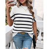 Womens Cap Sleeve Pullover Sweater Summer Casual Tops Stripped Crew Neck Lightweight Sweater Vest Ribbed Knit Pullover Tops - 3 of 4