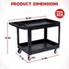 Large Heavy Duty Plastic Utility Service Cart Flat top, Work Cart Flat Shelves Holds up to 550 lbs - 2 Tier Service Cart with 360°Swivel Wheels Black - 4 of 4