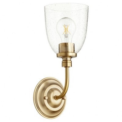 Quorum Lighting Rossington Glass Aged Brass Wall Sconce