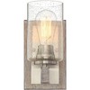 Franklin Iron Works Poetry Rustic Farmhouse Wall Light Sconce Gray Wood Grain Brushed Nickel Hardwire 4 3/4" Fixture Clear Seedy Glass for Bedroom - 3 of 4