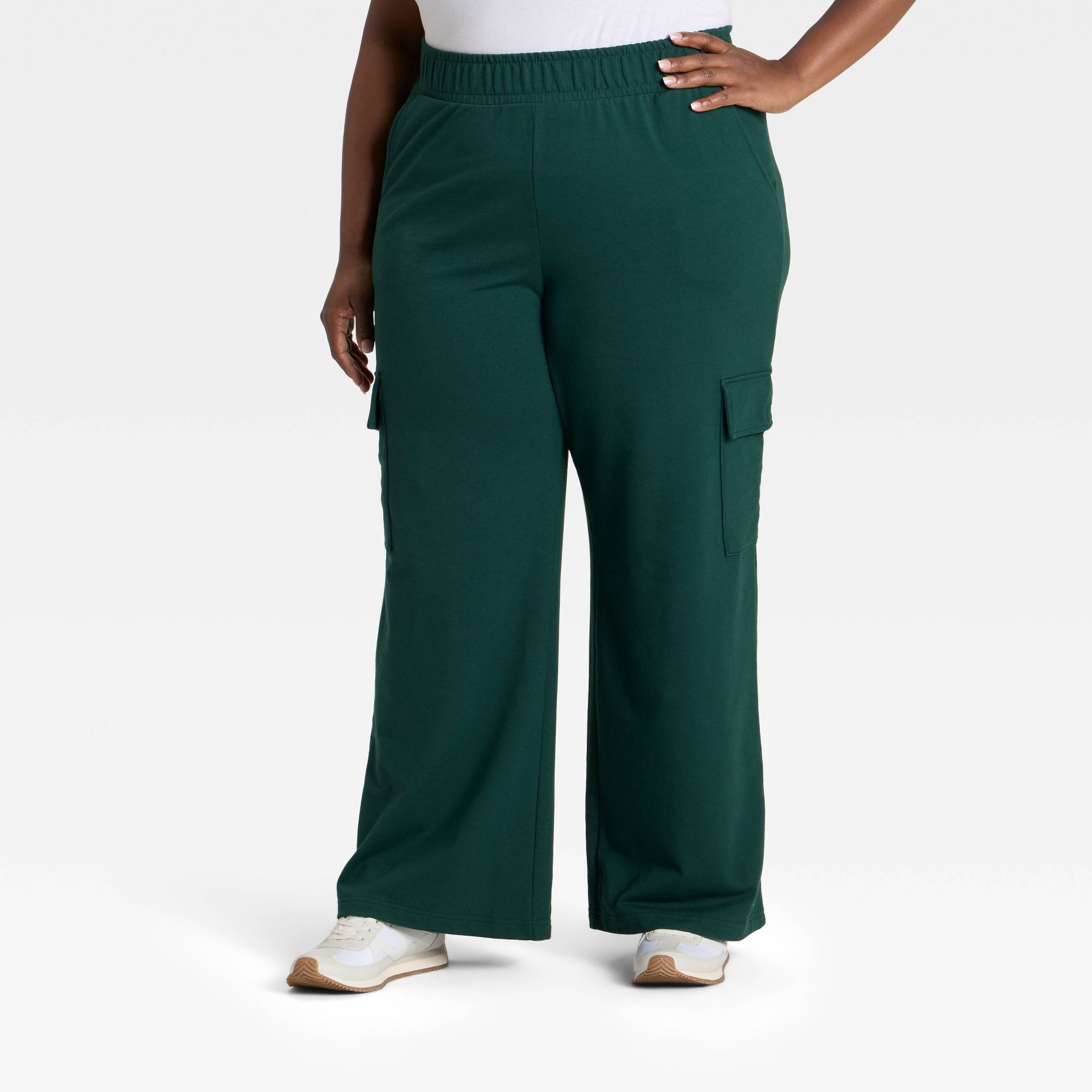 Women's High-Rise French Terry Wide Leg Cargo Pants - Ava & Viv™