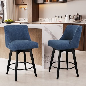 Dyonery 26" Swivel Counter Height Bar Stools with Backrests, Upholstered Seats & Wood Legs for Kitchen Island - 1 of 4