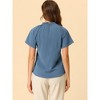Allegra K Women's Short Sleeve Casual Business Pleated Mock Neck Tops - 4 of 4