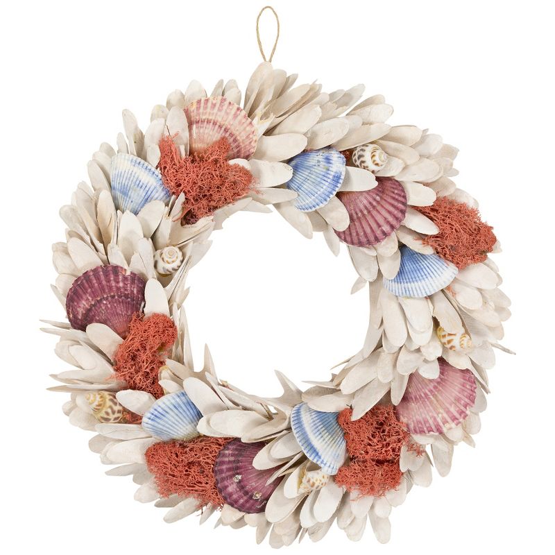 Northlight Artificial Seashells Wooden Wreath - 13" - White, 1 of 6