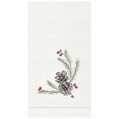 C&F Home Pinecones Guest Hemstitch Decorative Guest Towel