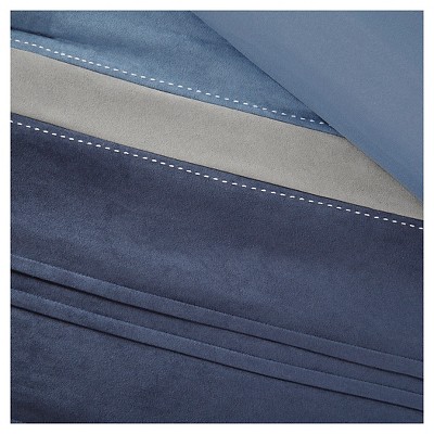 Navy Blue Queen 7-Piece Microsuede Comforter Set