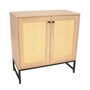 Sunnydaze 2-Door MDF Accent Cabinet with Built-In Shelf and Rattan Doors - 31.5" W x 15" D x 33" H - 1 of 4