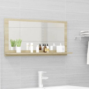 vidaXL Bathroom Mirror Sonoma Oak 31.5"x4.1"x14.6" Engineered Wood - 1 of 4