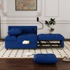 SKRAN versatile foldable sofa bed , modern sofa velvet pull-out bed, loveseat sofa adjustable back and with USB port and swivel phone stand,Blue - 4 of 4
