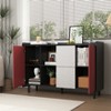 TiramisuBest Sideboard Buffet Cabinet, Black Storage with Blue Doors, 2 Drawers & Open Compartments, Modern Accent Cabinet for Kitchen & Dining - 3 of 4