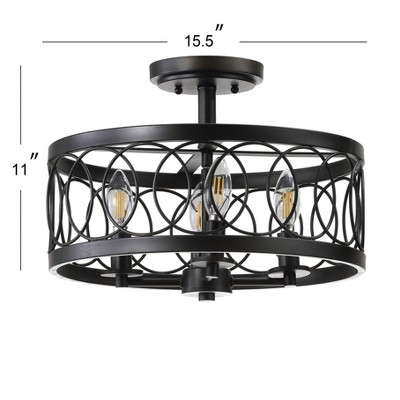 Oil Rubbed Bronze Drum Semi-Flush Mount Light