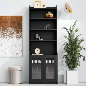 Whisen Stylish Design Elegant Tall Cabinet Bookshelf with Acrylic Board Door and Adjustable Shelves - 1 of 4